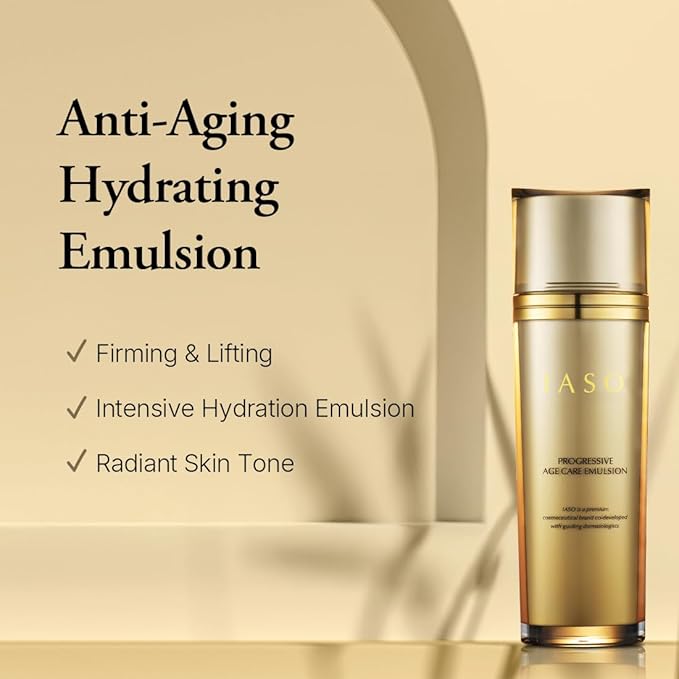 IASO PROGRESSIVE Age Care Emulsion | Premium Anti-Aging, Anti-Wrinkle Emulsion, Long-Lasting Moisture, Youthful Glow, Enriched with Ginseng, Korean Skin Care, 3.38 oz