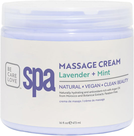 BCL SPA Massage Cream - Body Lotion & Body Cream with Organic Lavender + Mint, Shea Butter, Kelp, Arnica, Aloe Vera, Argan and Jojoba Oils - Calm, Moisturize and Soothe skin. Home/Pro Use 16 fl oz