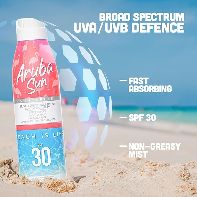 SPF 30 Sunscreen Spray 6oz - Reef Act Compliant no 67 Octinoxate & Oxybenzone Free - Sun Screen Broad Spectrum UVA/UVB - Sunscreen Waterproof and Non-Greasy