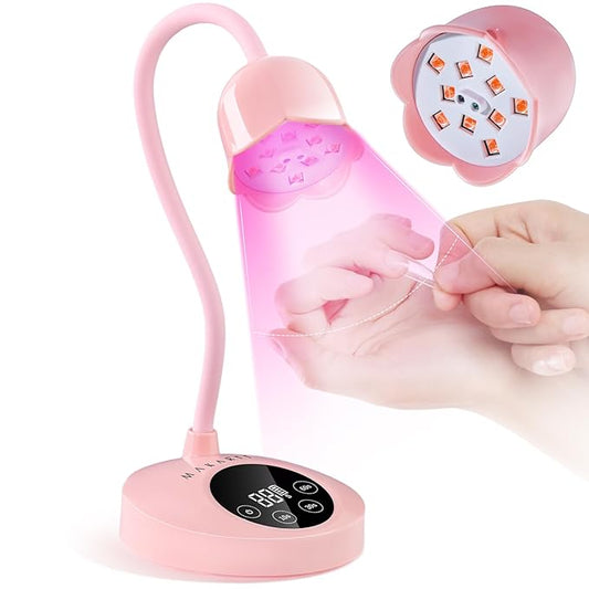 Makartt UV Nail Lamp: Flash Cure lamp UV Light for Gel Nails Polish Luminoza 30W Rechargeable LED Nail Dryer with 4 Timers & Auto Sensor Fast Curing Goosenecks Lamp for Home DIY Manicure (Pink)