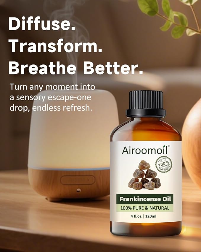 Pure Frankincense Essential Oil, 100% Pure Natural Frankincense Essential Oil, Premium Grade Essential Oils for Diffusers for Home, Skin, Care Massage, Soap, Aromatherapy, 4 Fl Oz | 120ml