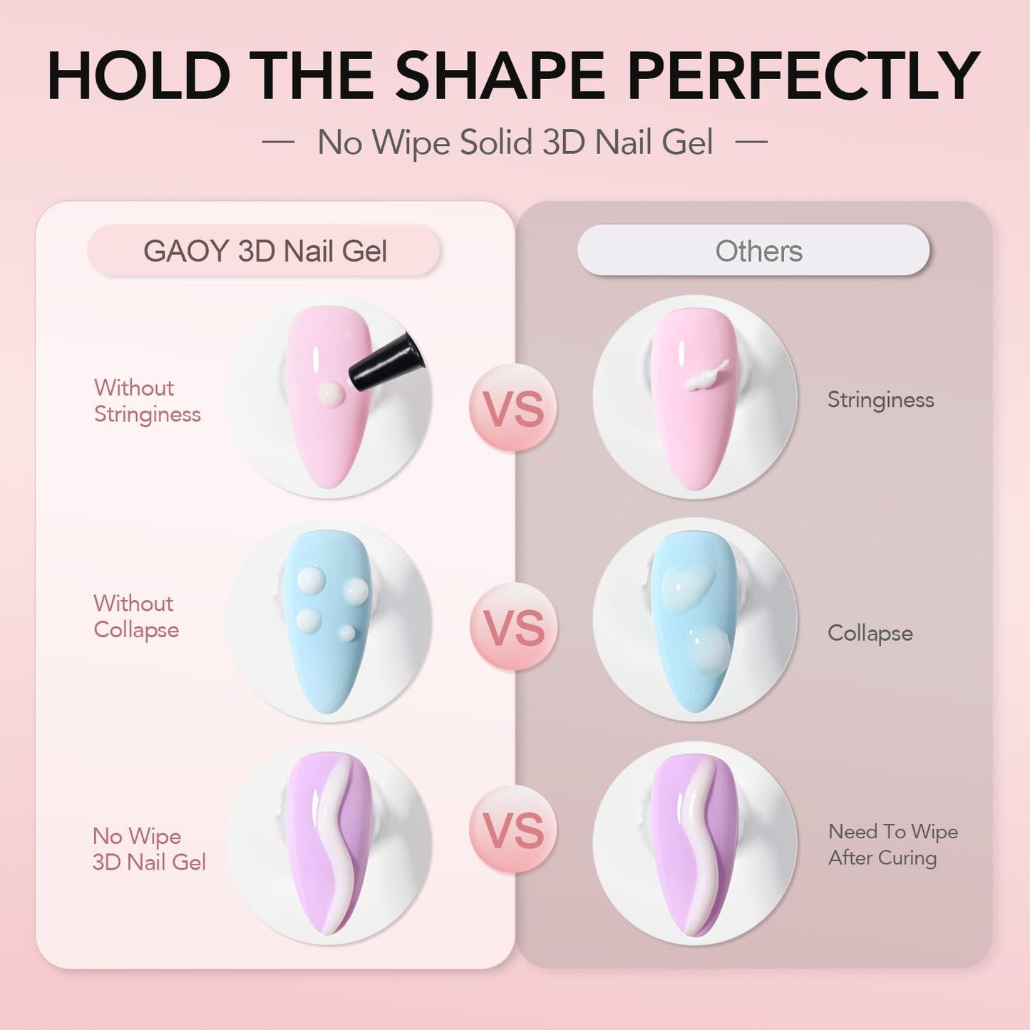 GAOY White 3D Nail Gel, 15g Sculpting Gel for 3D Nail Art Designs Carving, Molding, Painting, No Wipe Gel for Gems & Charms Decoration, Salon DIY Use