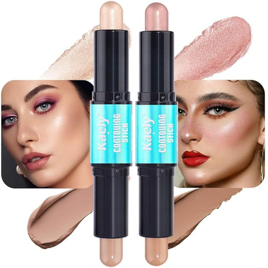 evpct 2in1 Face Shaping & Contouring Stick Cream Contour Concealer Bronzer Stick Makeup Kit for Beginner Face Highlighter Makeup Stick contorno maquillaje de maquillaje, NEW Fair + NEW Light Medium