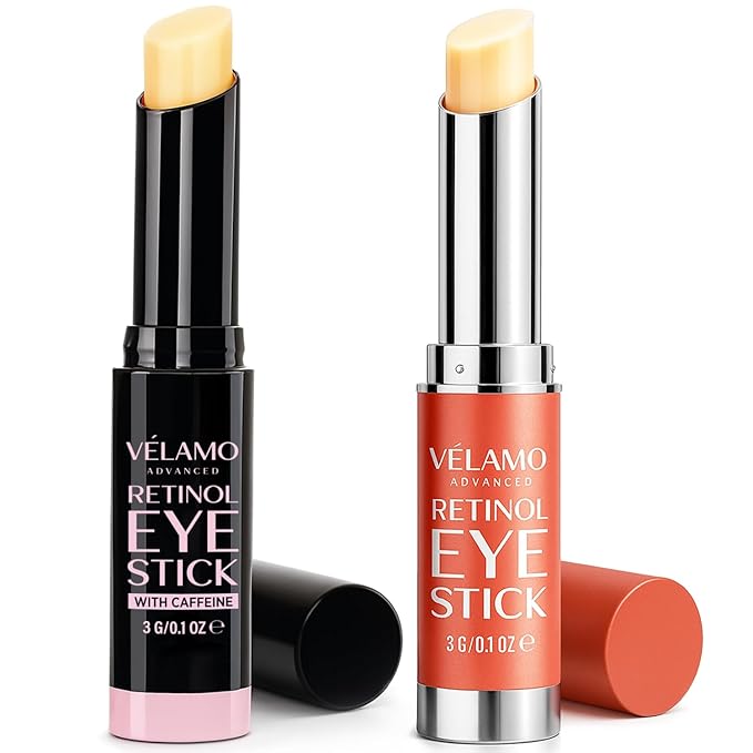 VELAMO ADVANCED Retinol Eye Stick Duo: Under Eye Cream for Dark Circles and Puffiness - Visibly Reduces Fine Lines Wrinkles Under Eye Bags in 4-8 Weeks, 2 Pcs Set