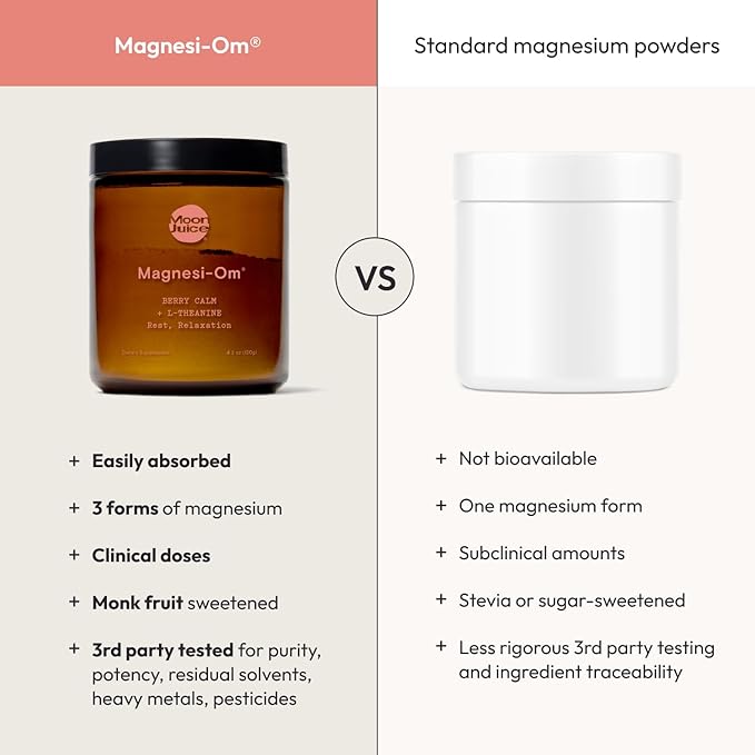 Moon Juice Magnesi-Om Magnesium Powder Supplement - Chelated Magnesium Complex + L-Theanine Blend for Rest, Relaxation & Regularity - Vegan, Non-GMO & No Sugar, Berry, 4 oz, 30 Sevings