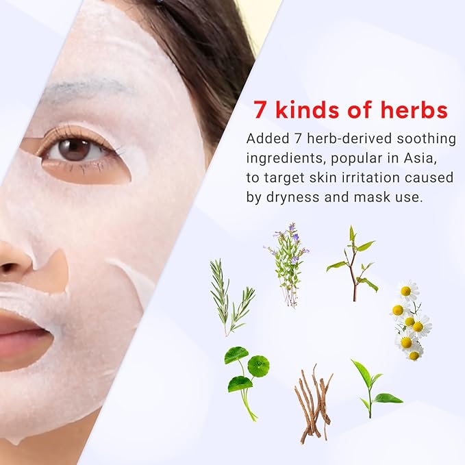 Lululun 7 Sheet Vitamin C Face Masks Skincare for Women & Men, Daily Face Mask Sheet for Pore Firming & Dull Skin, Facial Mask Sheet with 7 Herbs, Japanese Face Masks with 7+1 Vitamns Complex, HYDRA V