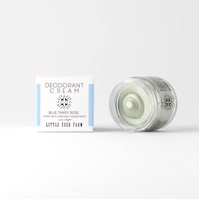 Little Seed Farm All Natural Deodorant Cream, Aluminum Free Deodorant for Women or Men - Blue Tansy Rose, Net Wt. 2.4oz | 68g