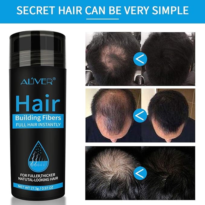 Aliver Hair Fibers for Thinning Hair with Spray Dark Brown - Undetectable Natural Formula - Thicker Fuller Hair in 15 Seconds - Conceals Hair Loss & Look Younger - Designed for Men & Women,0.97Oz