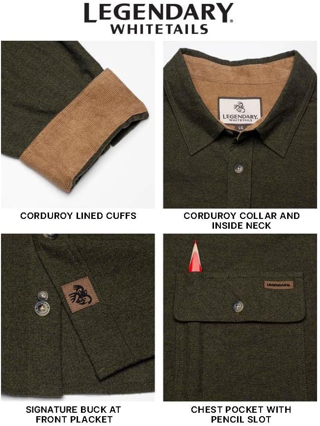 Legendary Whitetails Men's Flannel Shirt Long Sleeve Button Down 100% Cotton