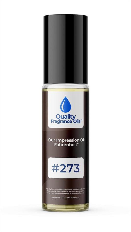 Quality Fragrance Oils' Fahrenheit for Men Impression #273 | Long-Lasting Perfume Oil, Alcohol-Free, Strong Scent, 10ml Roll-On | Affordable Alternative to Designer Fragrances