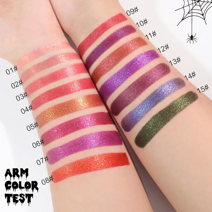 Kaely Glitter Metallic Lipstick, Shimmer Metallic Lipsticks for Women, High Pigmented Lip Color Long Lasting Waterproof Smudge Proof 24 Hour, Halloween Makeup, Vegan & Cruelty-Free, 03