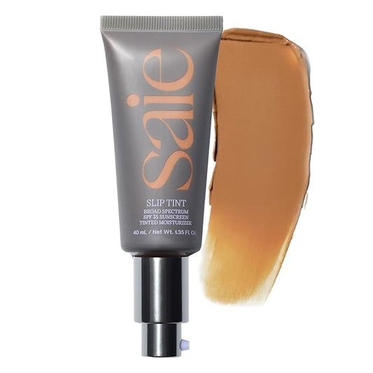 Saie Slip Tint Tinted Moisturizer with SPF 35 - Light Coverage, Glowy Skin Tint & Mineral Sunscreen for Face with Hydrating Hyaluronic Acid - Summer Makeup Essential - Shade Five + Half (1.35 oz)