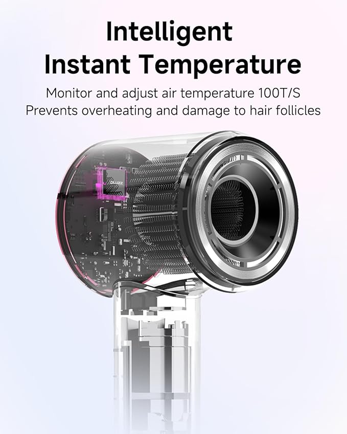 PLUZZ Hair Dryer with Diffuser Attachment, Diffuser Blow Dryer Ionic for Curly Hair, 110000RPM Brushless Motor High Speed Fast Hairdryer for Women/Men/Kids, Travel Hair Dryers Small Lightweight 1600W