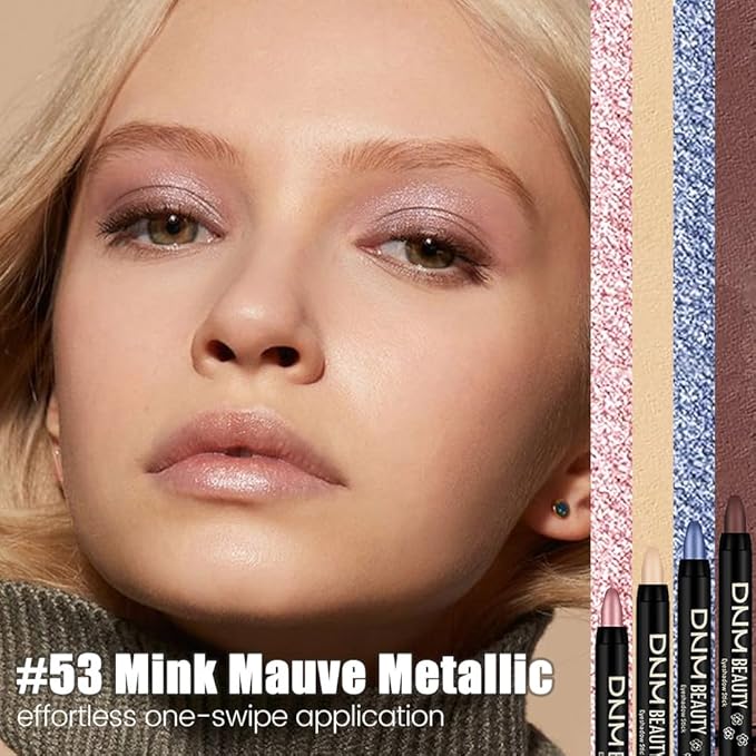 Kaely Cream Eye Shadow Sticks, Mink Mauve Metallic Eyeliner Pencil Eyeshadow Palette Makeup, Eye Highlighter Brightener Stick for Older Women Waterproof Pigmented, sombras para ojos, New-53