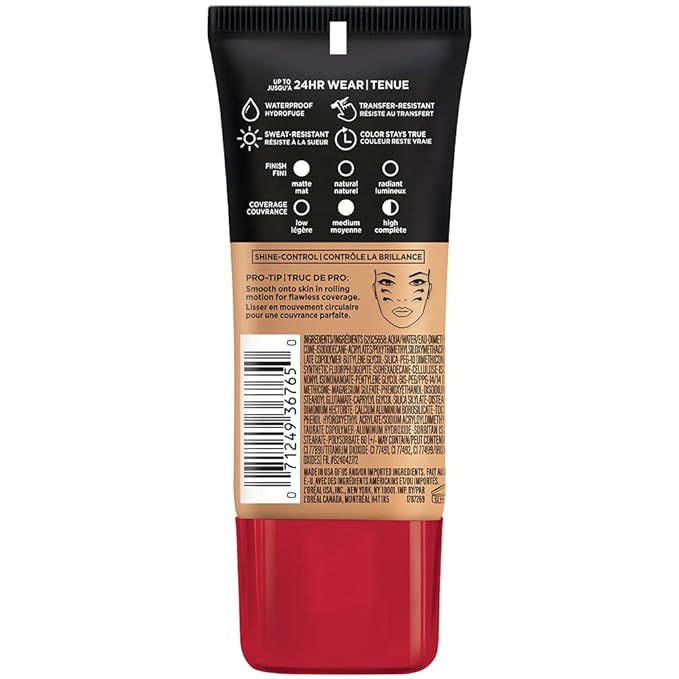 L'Oreal Paris Cosmetics Makeup Infallible Pro-Matte Liquid Longwear Foundation, Honey Bisque, 1 fl oz