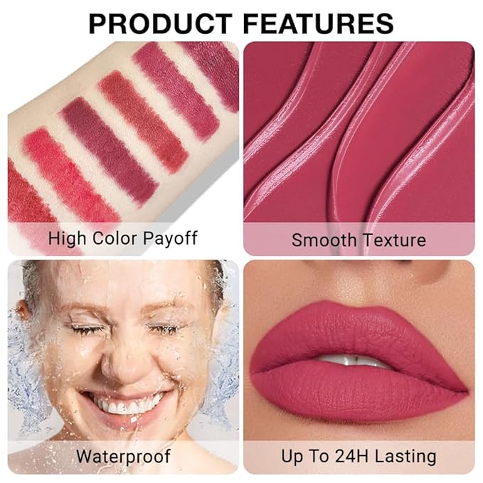 evpct Silky Lip Liner Pencil Retractable, Ruby Red Smooth Lip Liner Creamy Velvet Lipliner Long-Lasting for Korean Makeup Contouring Matte Lip High Pigmented Rich Colors Crayon Lipstick Pen 02