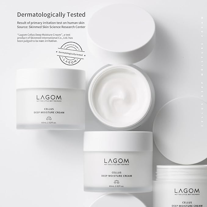 LAGOM Cellus Deep Moisture Cream Natural Moisturizer with Ceramide and D-Panthenol (B5) Smooth, Hydrating, Nourishing Protecting Cream 2.02 Fl Oz