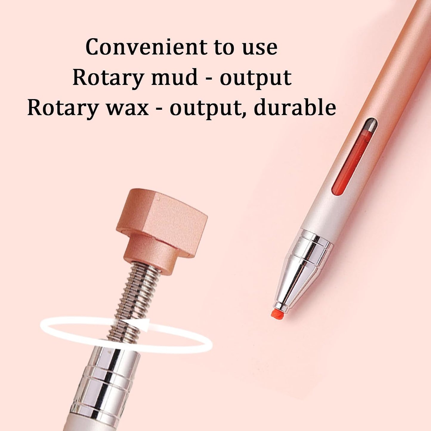 WOKOTO 1 PCS Nail Art Rhinestone Picker Pens With Spare Silicone Clay Tool Orange&Silver Gradient Rotating Push Nail Diamond Art Painting Dotting Pen Refillable Wax Pen For Nails Gems Picker Tool