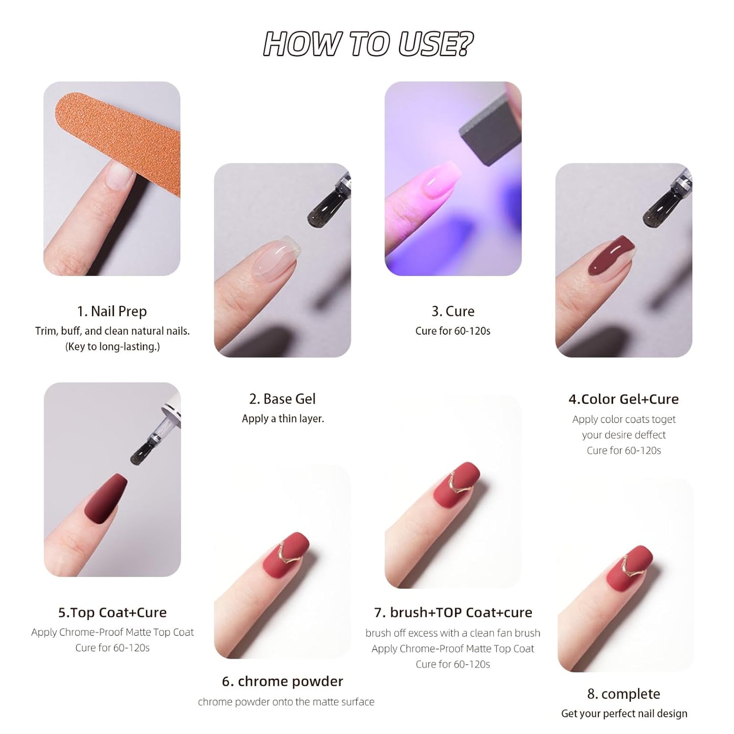 PERFECT COLOR Chrome-Proof Matte Top Coat, UV/LED Cured Gel Nail Polish, Anti-Stick Long-Lasting Formula, 0.5 Fl Oz