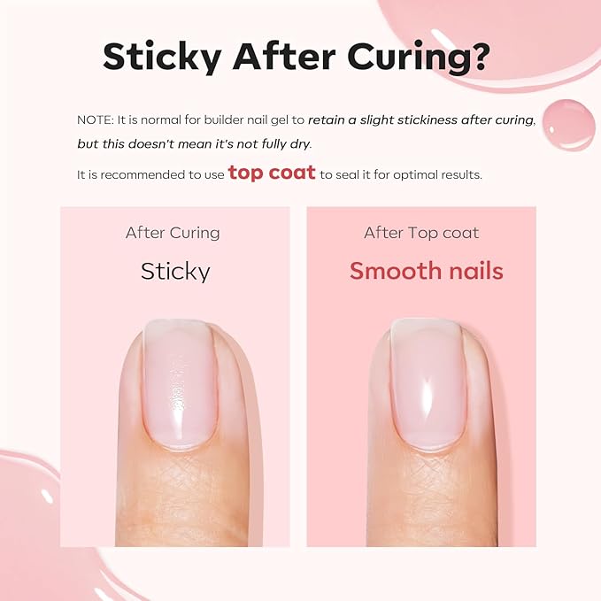 modelones Builder Nail Gel, 8-in-One Pink Shimmer Builder, Sparkle Glitter Pink Rubber Base Gel Polish LED Lamp Cured Hardener Color Base Strengthener Extension for Home DIY Salon Girls