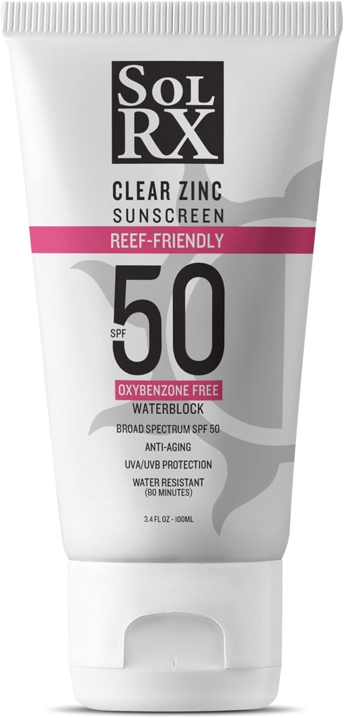 SolRX MINERAL+ SPF 50 Sunscreen - Zinc Oxide Sunscreen, Water Resistant Sunscreen, Reef Safe Sunscreen, Broad Spectrum Sunscreen for Face and Body