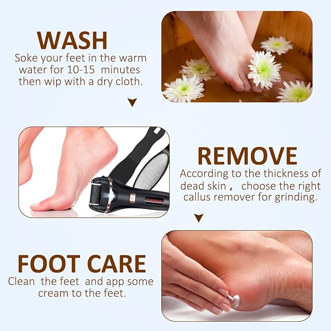 Electric Callus Remover for Feet,Rechargeable Foot File Hard Skin Remover,Waterproof 14 in1 Professional Pedicure Kit for Cracked Heels &Dead Skin,with 9 Roller Heads 2 Speed