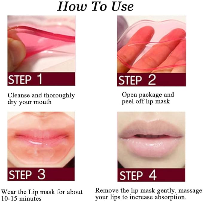 Lip Mask, 30PCS Collagen Crystal Pink Lip Care Gel Pads Treatment, Moisturizing Anti-Wrinkle Anti-Aging Firm Hydrate Lips, Remove Dead Skin Moisture Essence Make Your Dry Lip Attractive Sexy