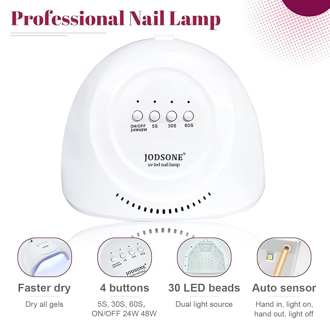 JODSONE 36 PCS Gel Nail Polish Starter Kit U V Light and Dark Series Gel Nail Set No Wipe Base Matte and Glossy Top Coat All Kinds of Manicure Tools