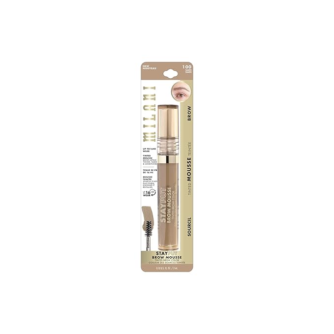 Milani Brow Tint- Stay Put Tinted Brow Mousse, Nourishing, High-Pigment infused with Shea Butter, Jojoba Seed Oil & Panthenol Vitamin B5 - Taupe