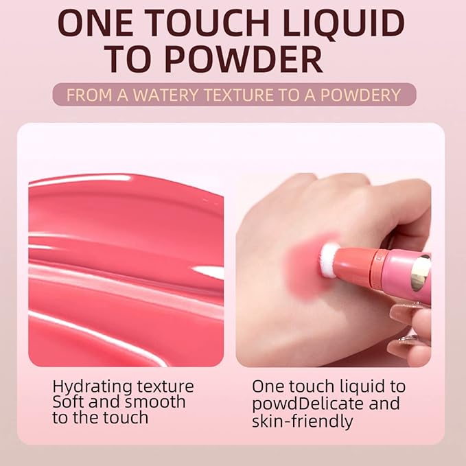 Blush Beauty Wand Cream Blush Stick for Cheeks and Lips,Blush Creams Blush Highlighter,Easily Blendable,Stick Blush Smudge Proof