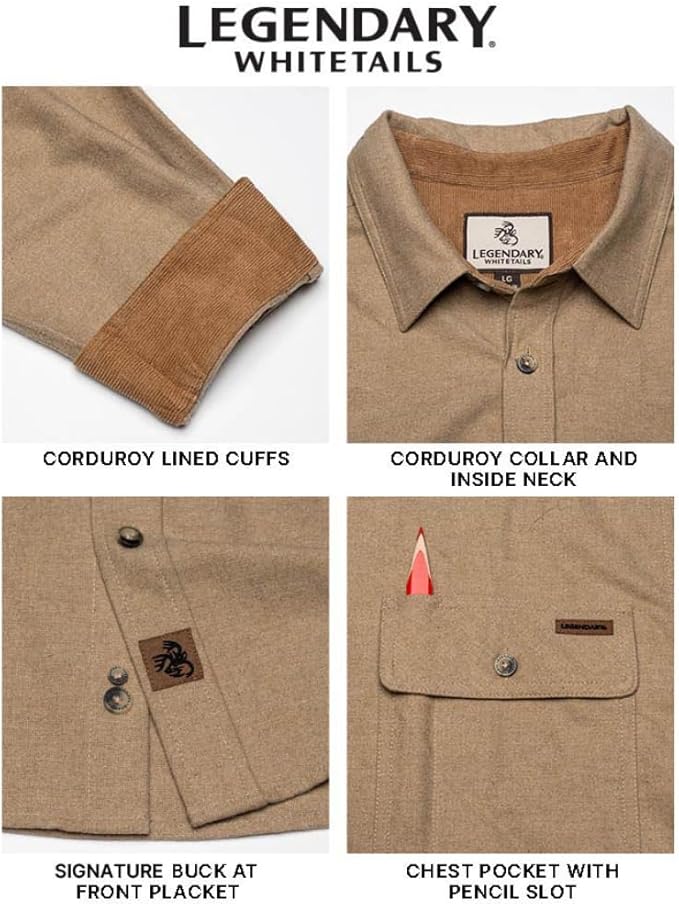 Legendary Whitetails Men's Flannel Shirt Long Sleeve Button Down 100% Cotton