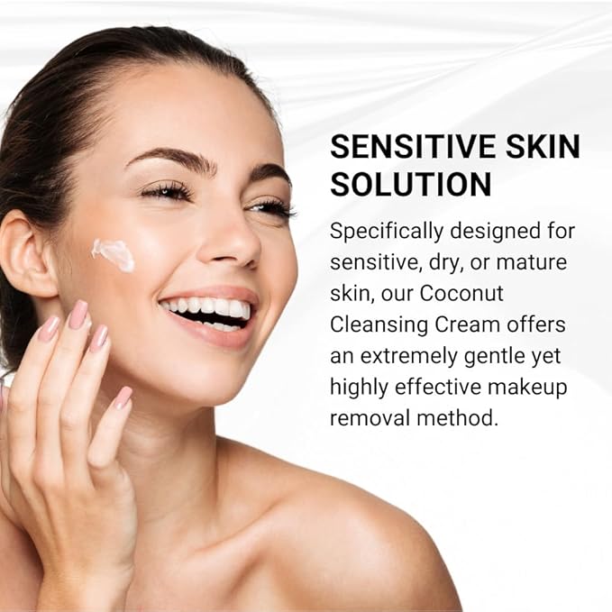 Coconut Cleansing Crème, Facial Cleanser & Makeup Remover, Balm Hydrates & Softens Sensitive, Dry & Mature Skin, 4 oz