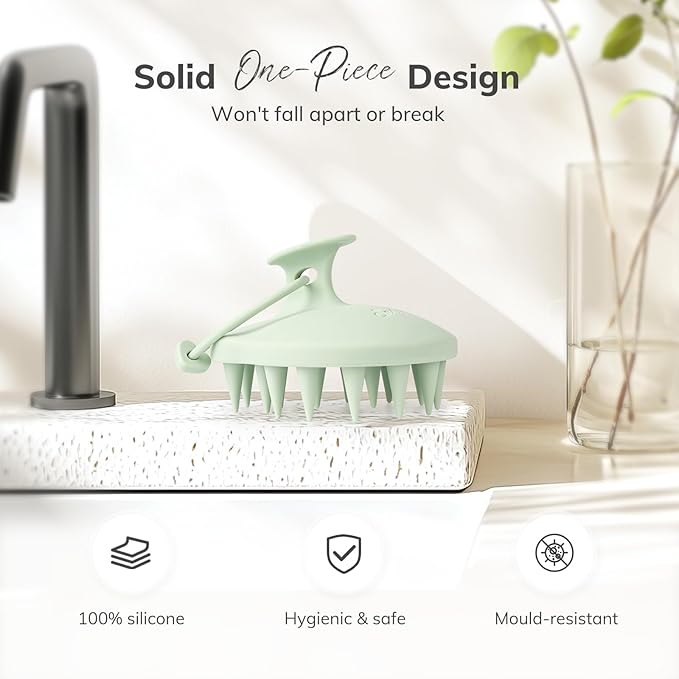 Sndyi Silicone Scalp Massager Hair Growth, Scalp Scrubber with Soft Silicone Bristles, Scalp Exfoliator for Dandruff Removal, Large Size Shampoo Brush, Wet Dry Scalp Brush for Long Thick Curly Hair