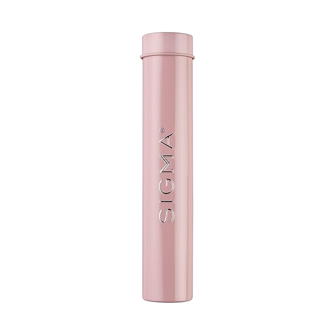 Sigma Beauty Travel Essential Trio - Makeup Brush Set for Foundation Powder Eyeshadow - 3 Tool Brushes with Brush Tin Holder - - Skin Safe, Vegan Makeup Brushes for Travel - Light Pink