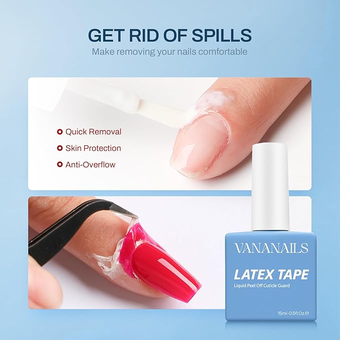 Gel Nail Polish Remover Kit: Gel Polish Remover for Nails with Liquid Peel off Latex Tape Nail Strengthener Cuticle Pusher Effective Remover for Nails in 5 mins No Soaking Or Wrapping