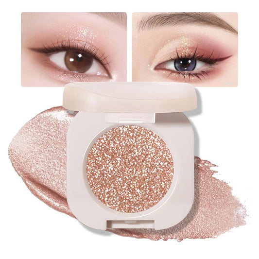 Glitter Shimmer Sparkle Eyeshadow Palette Makeup for Women, Light Brown Glitter Shimmer Metallic Holographic Iridescent Cream Iridescent Single Monochrome Eye Shadow Makeup, 09