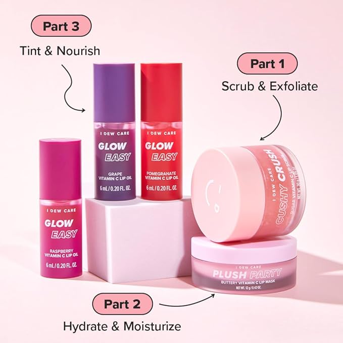 I DEW CARE Overnight Lip Scrub - Cushy Crush | Sugar Vitamin C, Scrubber Exfoliator Products, for Dry and Chapped, Vegan 1.05 Oz