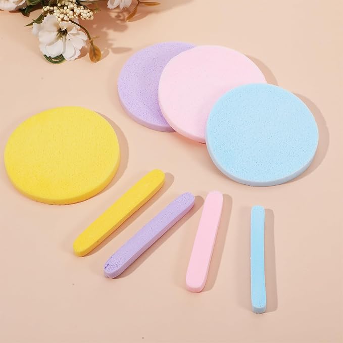 480 Pcs Compressed Facial Sponges 4 Colors Round Compressed Face Sponge for Clean, Reusable Makeup Removal Exfoliating PVA Facial Sponge for Esthetician Women Makeup Removal Wash Face Beauty Mask Spa