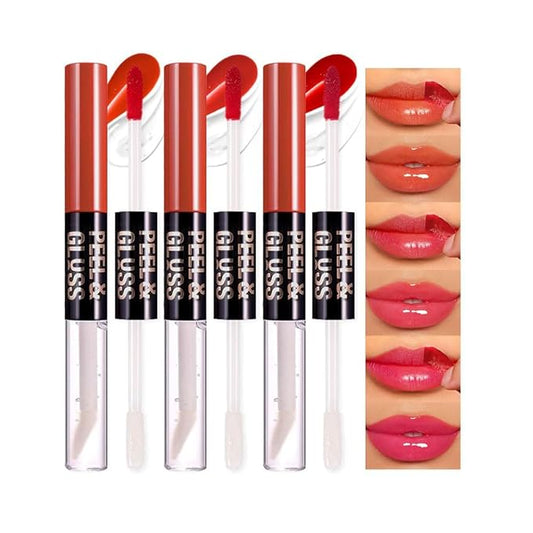 3Pcs Peel Off Lip Stain Tattoo and Lip Oil Matte Lip Gloss Peel Off Masque-Peel Off Lip Tint, Long Lasting Waterproof Transfer-proof Lip Mask Gloss Peel Off Lip LinerStay Lip Makeup 01#+02#+04#