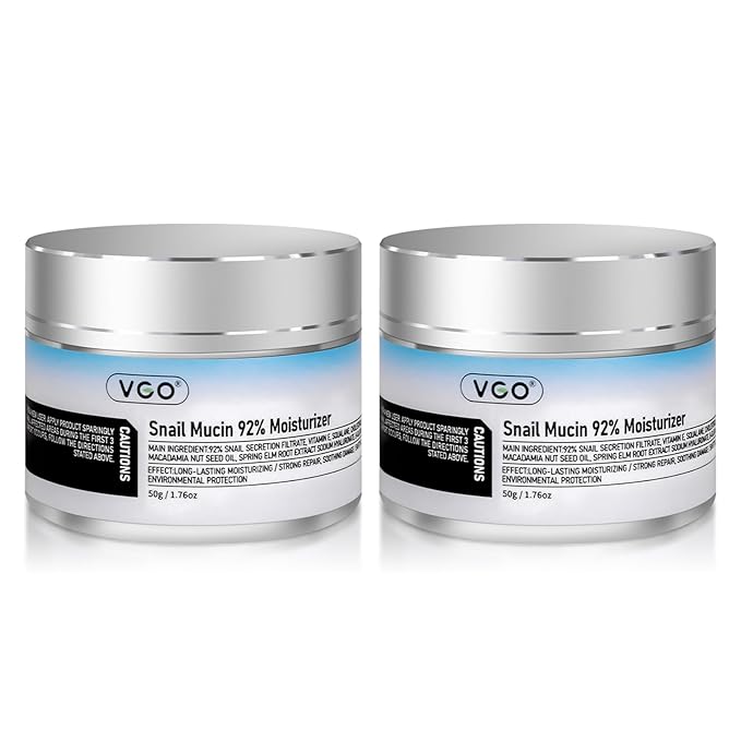 VGO 2 Pack 92% Snail Mucin Moisturizer, Anti Aging, Skin Repair & Hydrating Face Cream with Ceramide & Vitamin E