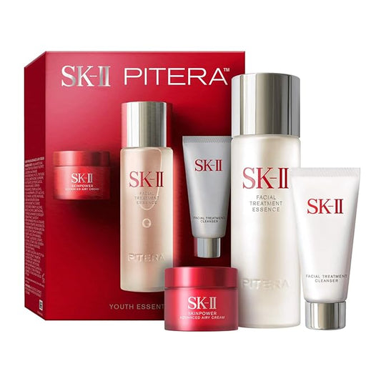 SK-II Youth Essentials Skin Care Set - Includes Facial Cleanser, Facial Essence & SKINPOWER Face Cream - Anti Aging Skin Care Set to Reduce Fine Lines & Improve Uneven Texture (3 Count)