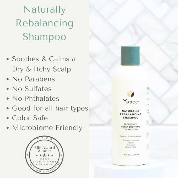 Yobee Naturally Rebalancing Shampoo | Dry, Flaky & Itchy Scalp Care with Para Probiotics, Organic Honey & Turmeric, Vitamin B12 & Oat Extracts | Dandruff & Psoriasis Relief (2 Bottles)
