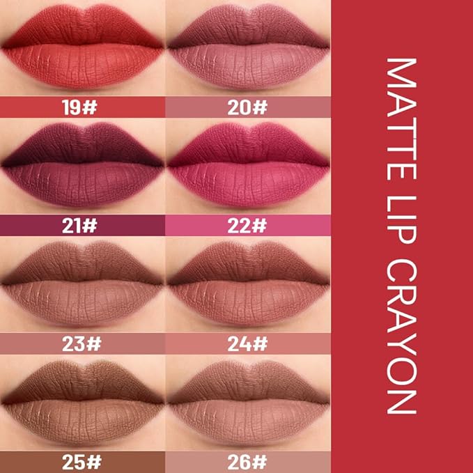 evpct Dark Wine Red Lip Liner Crayon Pencils Set for Women, Deep Berry Red Matte Lip Stick Crayon Long Lasting, Lips Pencil Liner and Lipstick set, Lipliner Pencil 24 Hours Lipstick Built-in Sharpener