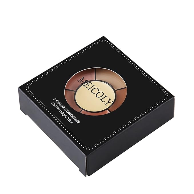 MEICOLY 6 Shades High Coverage Concealer,Tattoo Cover Palette,Cover Bruises, Tattoos, Age Spots, Vitiligo, Birthmarks,with 8 pcs White Makeup Sponges