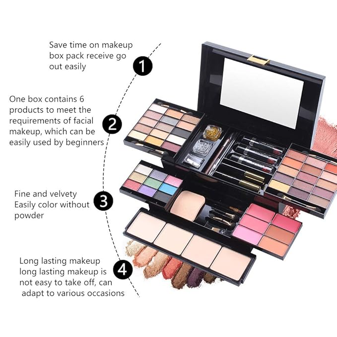 Professional All In One Makeup set, Cosmetic, Makeup kits for teenagers 14-16, Makeup kit for women full kit, Include Eyeshadow Palette Lipstick Eyebrow Pencil Brush(39 Color)