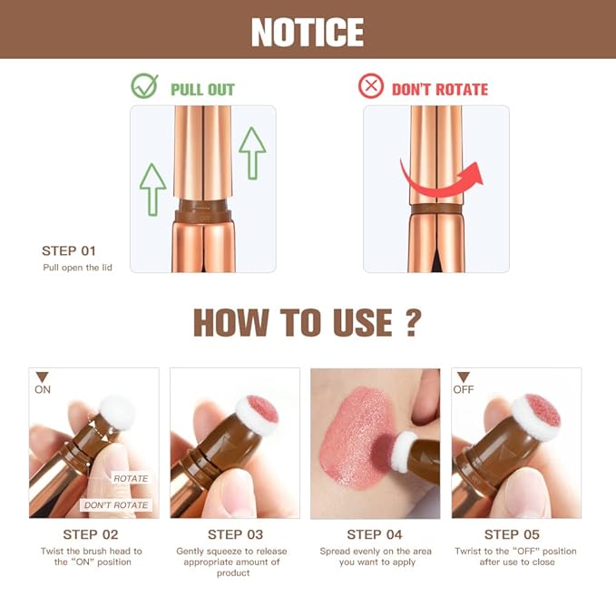 Liquid Highlighter Beauty Stick, Highlighter Makeup, Highlighter Wand,Liquid Beauty Stick With Cushion Applicator For Highlighter, Natural Matte FinIsh Makeup For Women(04#)