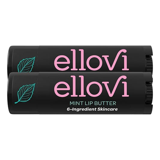 Natural Lip Butter Lip Balm - Mint - Pure Enough to Eat - Made With Just 6 Vegan Ingredients - Moisturizing Lip Care for All Day Hydration (2-Pack)