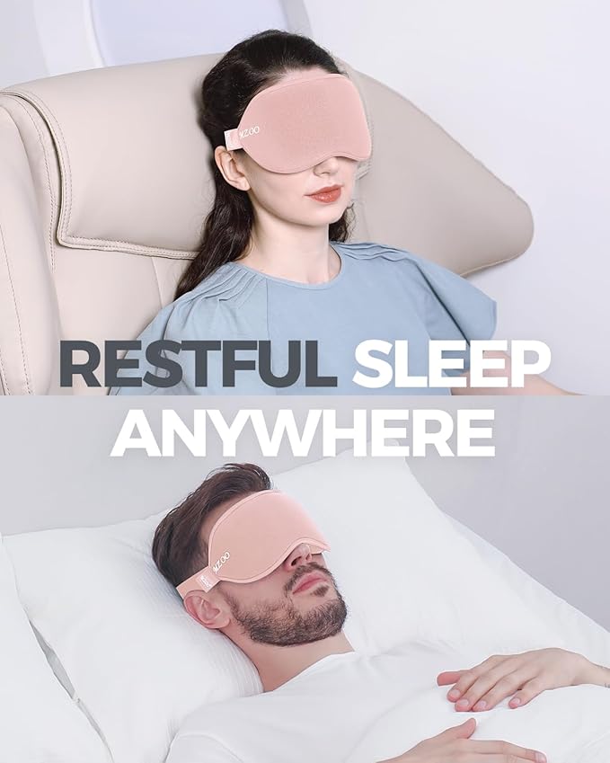 MZOO Luxury Sleep Mask for Back, Side Sleeper, Complete Light Blocking Sleeping Eye Mask Night Blindfold, 3D Zero Pressure & Spacious for Lash Extensions, Breathable Soft Eye Cover Flight Nap Travel