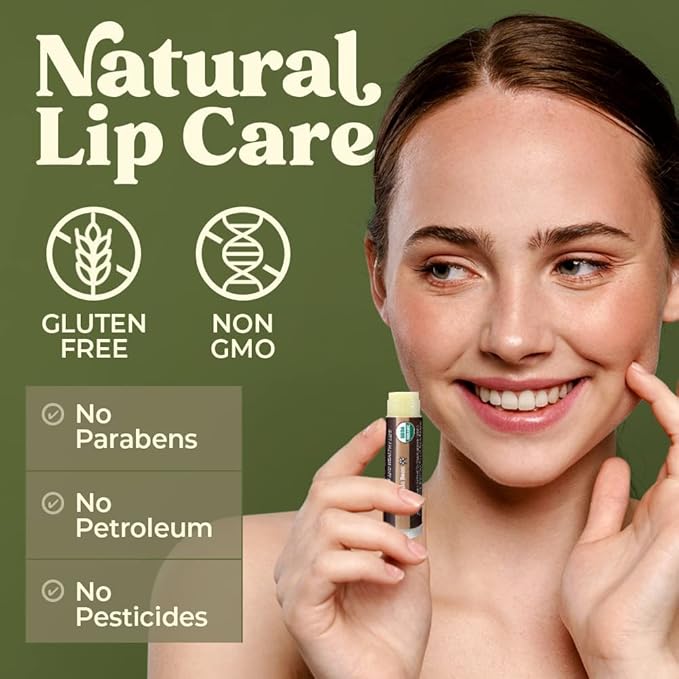 USDA Organic Lip Balm 4-Pack by Earth's Daughter - Vanilla Flavor, Beeswax, Coconut Oil, Vitamin E - Best Lip Repair Chapstick for Dry Cracked Lips.