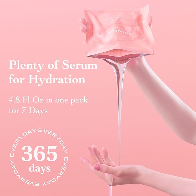 Lululun 21 EA Facial Sheet Masks for Dry Skin & Dull Skin Women & Men, Hydrating & Moisturizing Daily Face Sheet Mask with Seaweed & Cranberry Extracts, Natural Face Skincare from Japan, PURE PINK